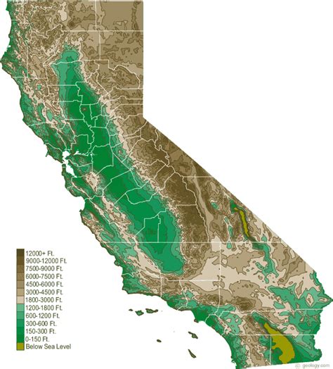 Topographic Map Of California Ricca Chloette