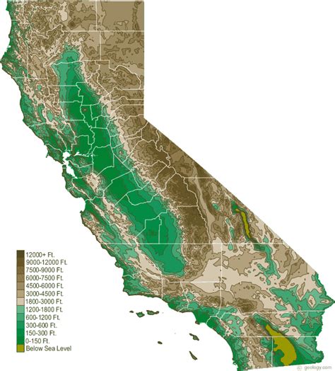 California Physical Map And California Topographic Map