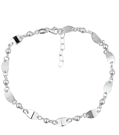 Silver anklet with oval links | Sterling silver jewelry earrings, Silver anklets, Silver bracelet