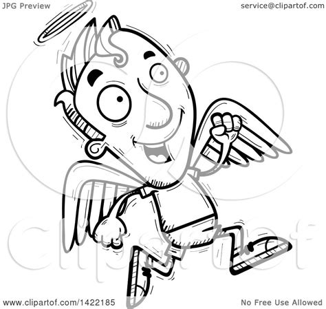 Clipart Of A Cartoon Black And White Lineart Doodled Male
