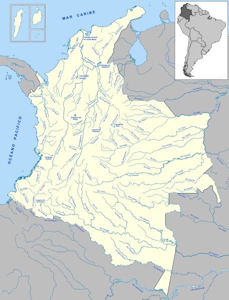 Mapa Hidrográfico Ríos De Colombia