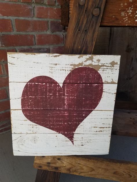 Rustic Red Heart Wood Sign. Rustic wood sign, rustic wall decor, heart sign, heart decor, rustic ...