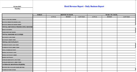 With the help of daily revenue spreadsheet, one can easily manage his revenues by categorizing items in different fields of the spreadsheet. Hotel Revenue Report Sample Excel File - Backoffice - HotelTalk