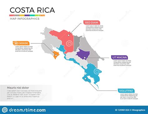 Costa Rica Map Infographics Vector Template With Regions And Pointer