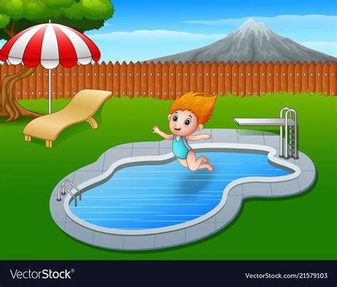 Swimming Cartoon Girl