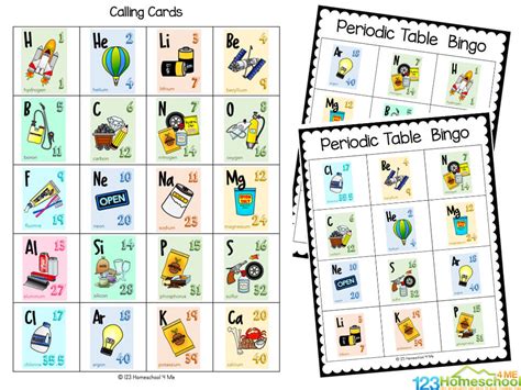 Free Printable Periodic Table Bingo Game For Kids