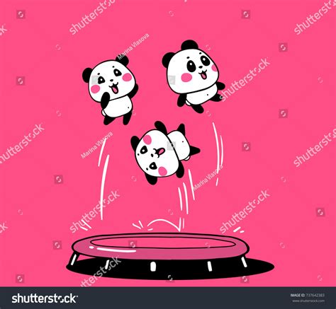 Vector Illustration Lovely Cartoon Pandas Jump Stock Vector Royalty