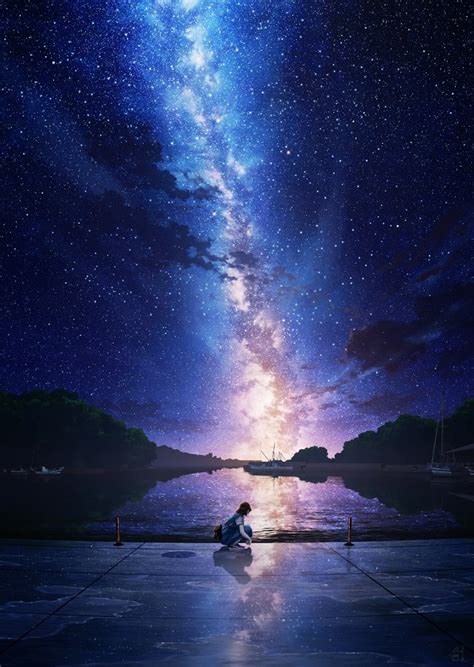 Download 1984x2796 Anime Landscape Stars Night Scenic Wallpapers