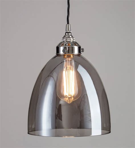 Smoked Glass Bell Shaped Ceiling Light