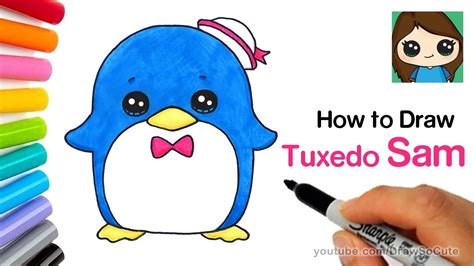 Penguins, how to draw penguins, kawaii penguins, kawaii, chibi penguins, chibi, cute penguins, stacked penguins, number drawings. How to Draw a Cute Penguin | Sanrio Tuxedo Sam - YouTube