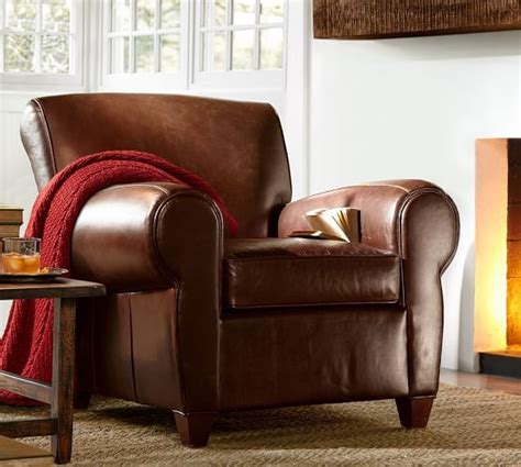Pottery barn armchair with ottoman. Manhattan Leather Armchair | Leather sofa living room ...