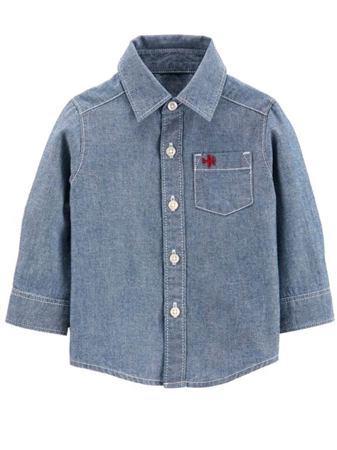 Carter's - Carters Infant & Toddler Boys Blue Denim Shirt Long Sleeve
