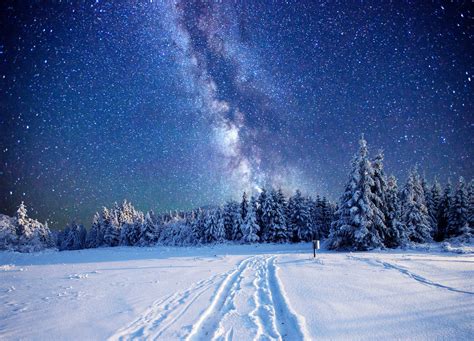 Landscape Night Winter Snow Wallpapers Hd Desktop And Mobile
