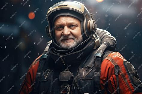 Premium AI Image | The portrait of a senior male astronaut captures the