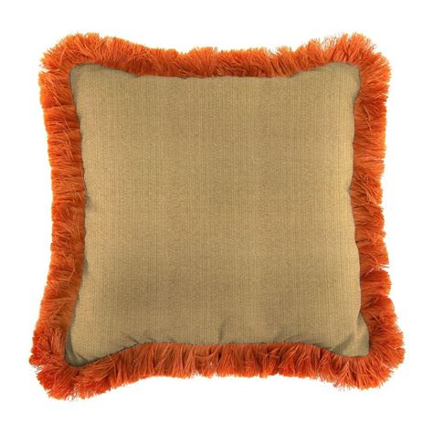 Cream square indoor/outdoor throw pillow. Jordan Manufacturing Sunbrella Linen Straw Square Outdoor ...