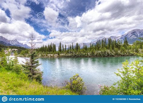 Canmore S Bow River Trail In The Canadian Rockies Of Alberta Stock