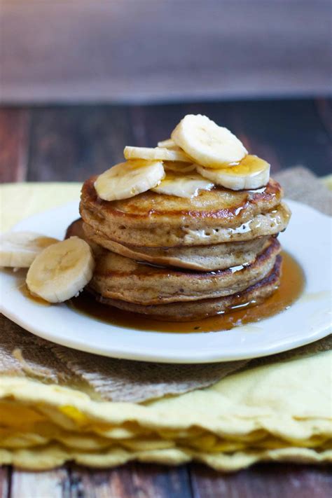Top these banana bread pancakes with extra banana slices and a big drizzle of honey! Banana Bread Pancakes