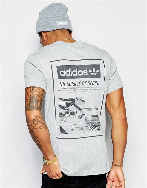 Adidas Originals T Shirt With Back Print Aj7162 Grey Adidas Originals