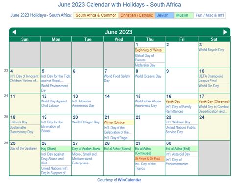 Print Friendly June 2023 South Africa Calendar For Printing
