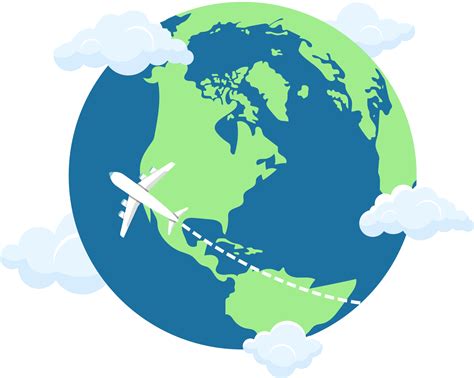 Plane Flying Around The World Clipart Design Illustration 9385013 Png