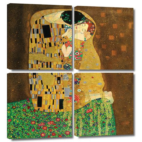 Artwall The Kiss By Gustav Klimt 4 Piece Painting Print On Wrapped