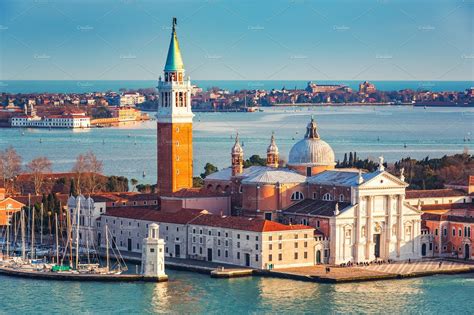 San Giorgio Maggiore Island Venice High Quality Architecture Stock