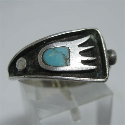 Vintage Native American Turquoise Bear Claw Sterling Silver Etsy
