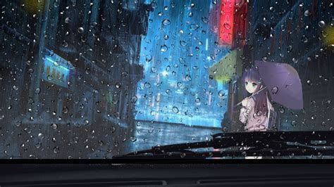 Anime Girl On Rainy 4k Ultra Hd Wallpaper Background Image
