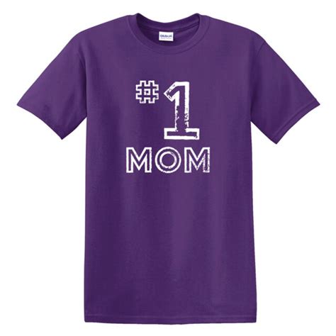 1 Mom Cotton Unisex Adult Front Print Classic T Shirt Purple Large