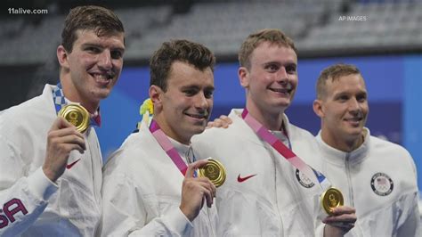 Mens Olympic Swimmers Take Home Gold Medals Youtube