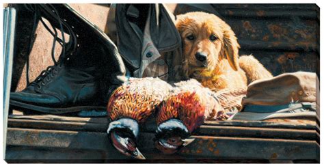 Hunting Equipment Golden Retriever Dog Wrapped Canvas Giclee Print Wall