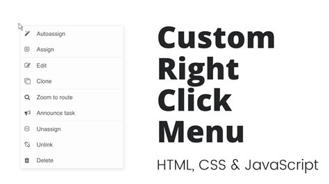 Create Custom Context Menu Right Click Menu Using Html Css