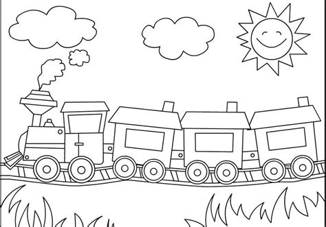 Kolorowanka Pociag Do Druku Train Set Three Wagons Locomotive Funny