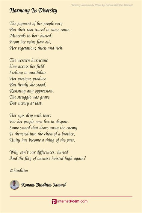 Harmony In Diversity Poem By Konam Binditim Samuel