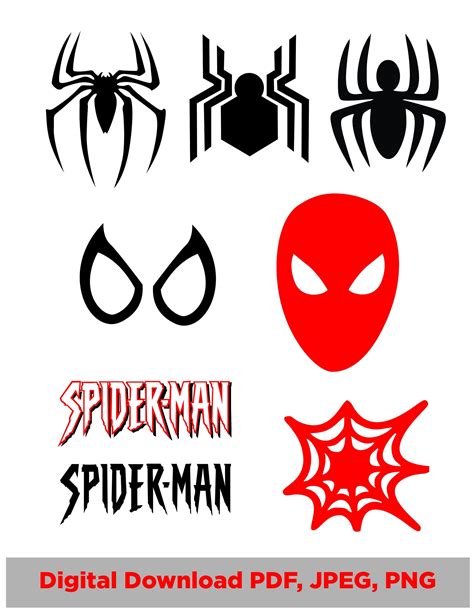 Various Spiderman Logos On White Background With Red And Black Text