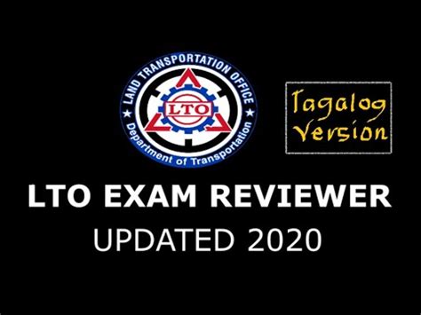 LTO Exam Reviewer 2020 Updated Tagalog Version YouTube