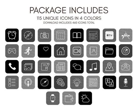 Ios14 App Icons Black Theme Dark Mode Icons 460 Icons 115 Unique