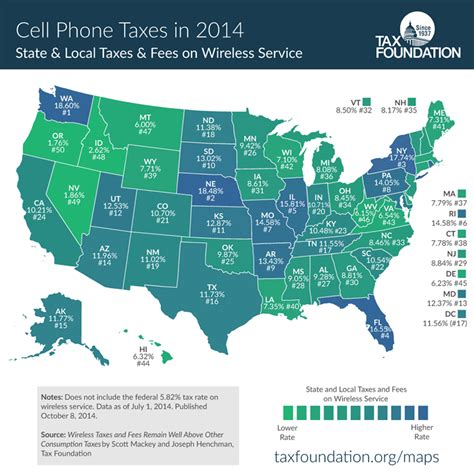 Infographic Map Cell Phone Taxes By State — My Money Blog