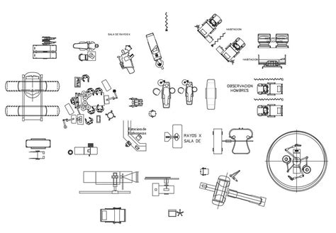 Multiple Common Medical Equipment And Furniture Blocks Cad Drawing
