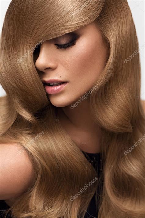 Hair Portrait Of Beautiful Blonde With Long Wavy Hair High Qua