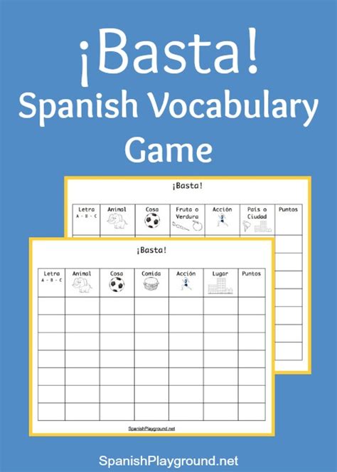 Spanish language games are a way of using your free time constructively without too much hard work. Basta Game for Spanish Vocabulary Practice - Spanish ...