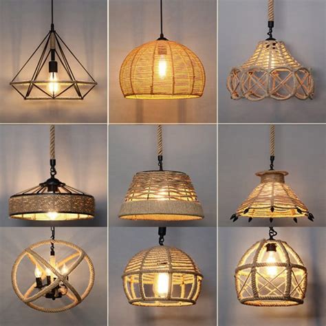 Oem Retro Single Industrial Rope Hemp Pendant Light Oemandodm Lamps