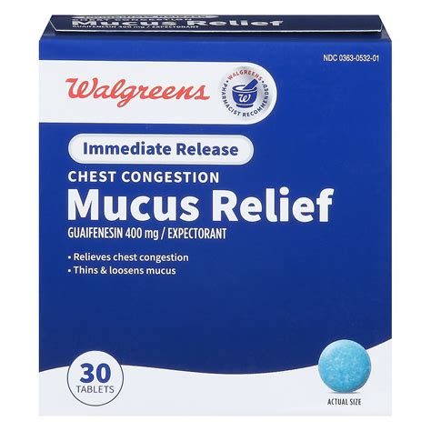 Walgreens Mucus Relief Chest Congestion Immediate Release Tablets Walgreens