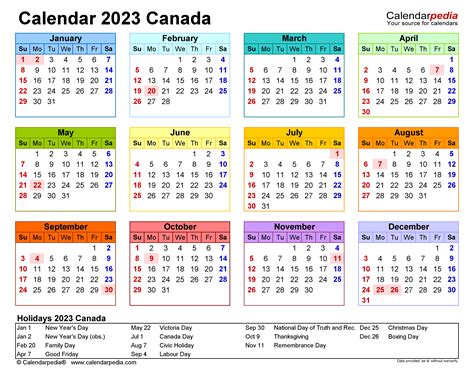 2023 Calendar With Holidays Printable Canada Get Calendar 2023 Update