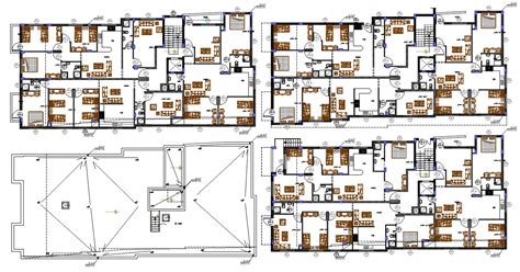 3 Bhk Apartment Furniture Plan With Different Option Design Cadbull