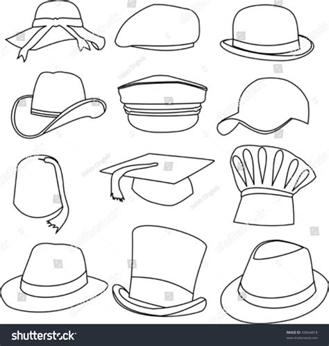 Lots Hats Line Style Drawing 库存矢量图（免版税）43664818 Shutterstock