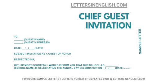 Invitation Letter to Chief Guest for School Annual Function – Sample