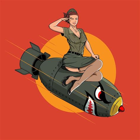 Premium Vector Drop A Bombshell Ww2 Pin Up Girl Illustration