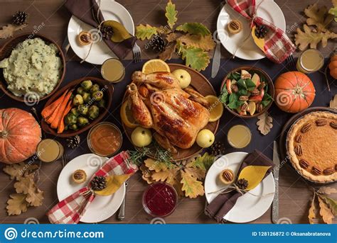 Thanksgiving Turkey Dinner With All The Sides Stock Photo Image Of