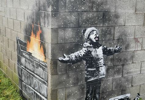 Shop abstract prints & abstract interpretation art like trees and cityscapes. Banksy mural on garage in Wales sold but will stay in place - News - telegram.com - Worcester, MA